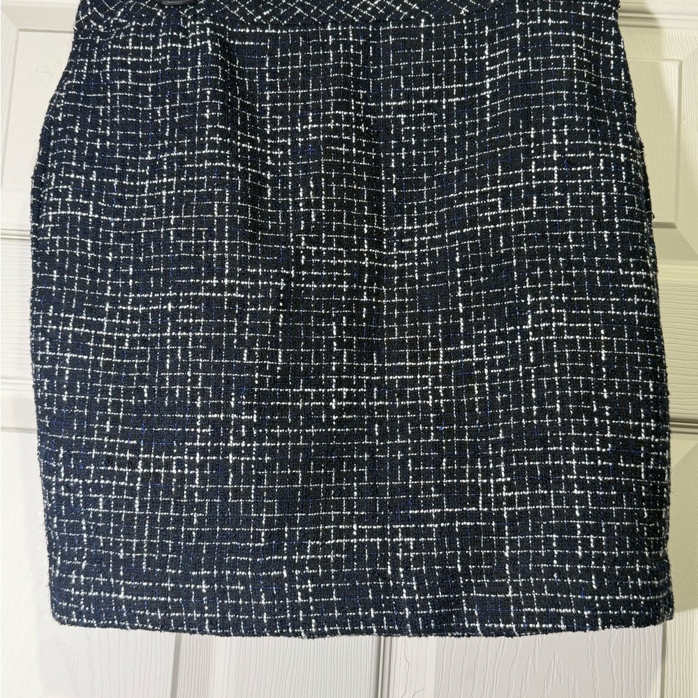 J. Crew Navy and White Tweed Pencil Skirt